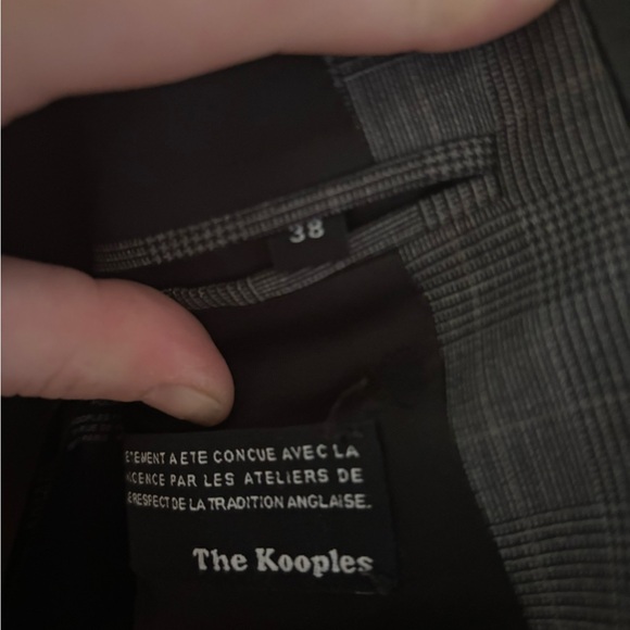 The Kooples Grey Wool Prince of Wales Crop Blazer Jacket Houndstooth EU 38 US 8 - Picture 6 of 7